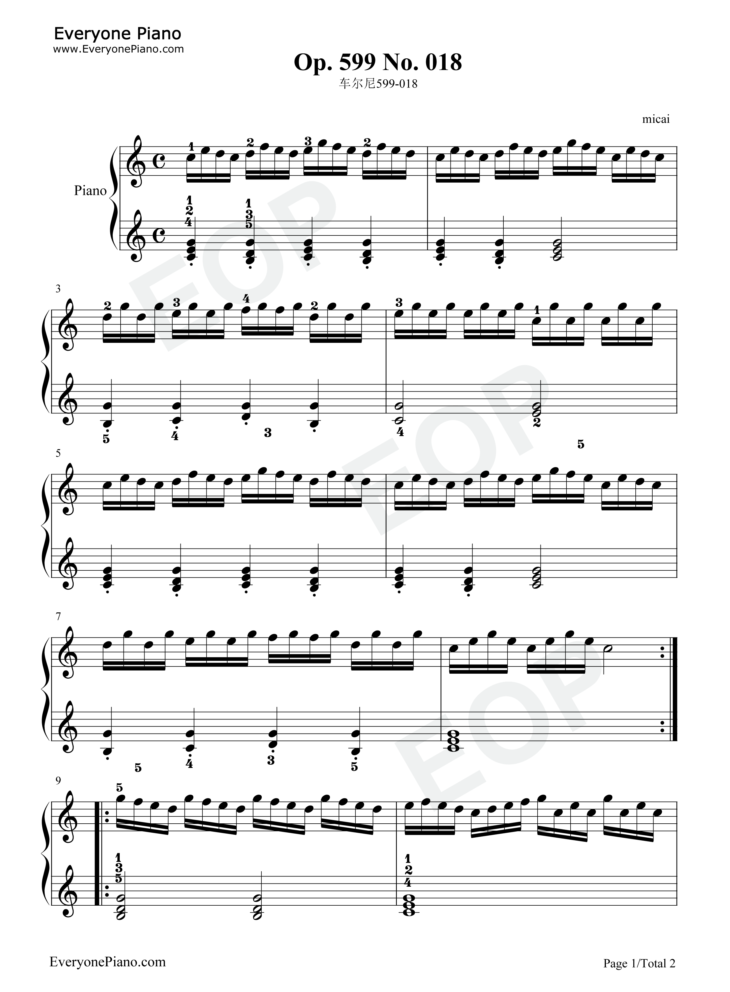 车尔尼599第21条钢琴谱图片